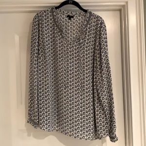 Talbots navy/white blouse XL